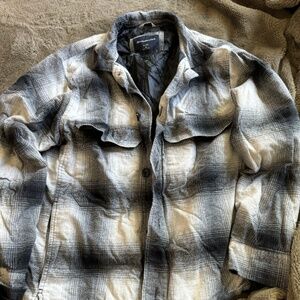 Men's Navy Blue & White Abercrombie&Fitch Flannel